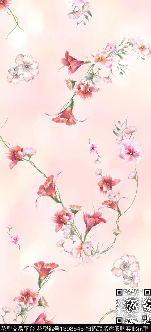 简约数码华亿平台花卉数码印花华亿平台下载（图片编号: 1398545） - 瓦栏（Walan）