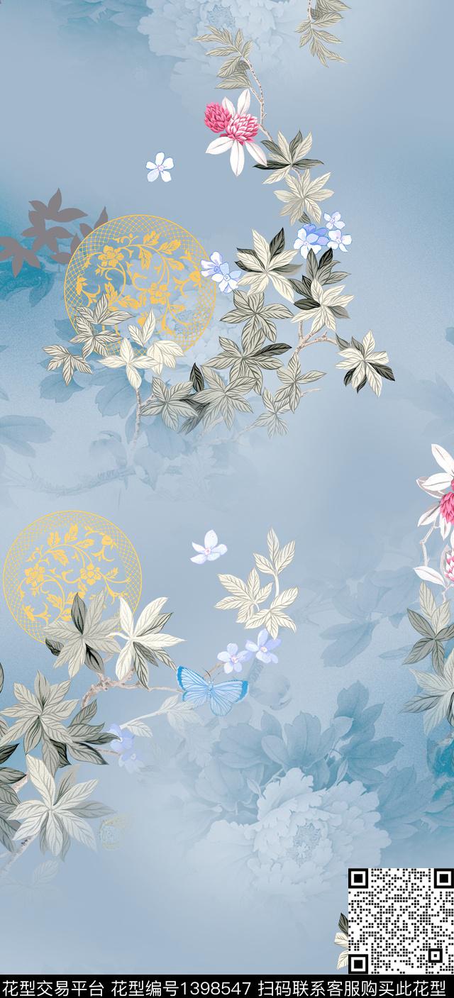 简约数码华亿平台花卉数码印花华亿平台下载（图片编号: 1398547） - 瓦栏（Walan）