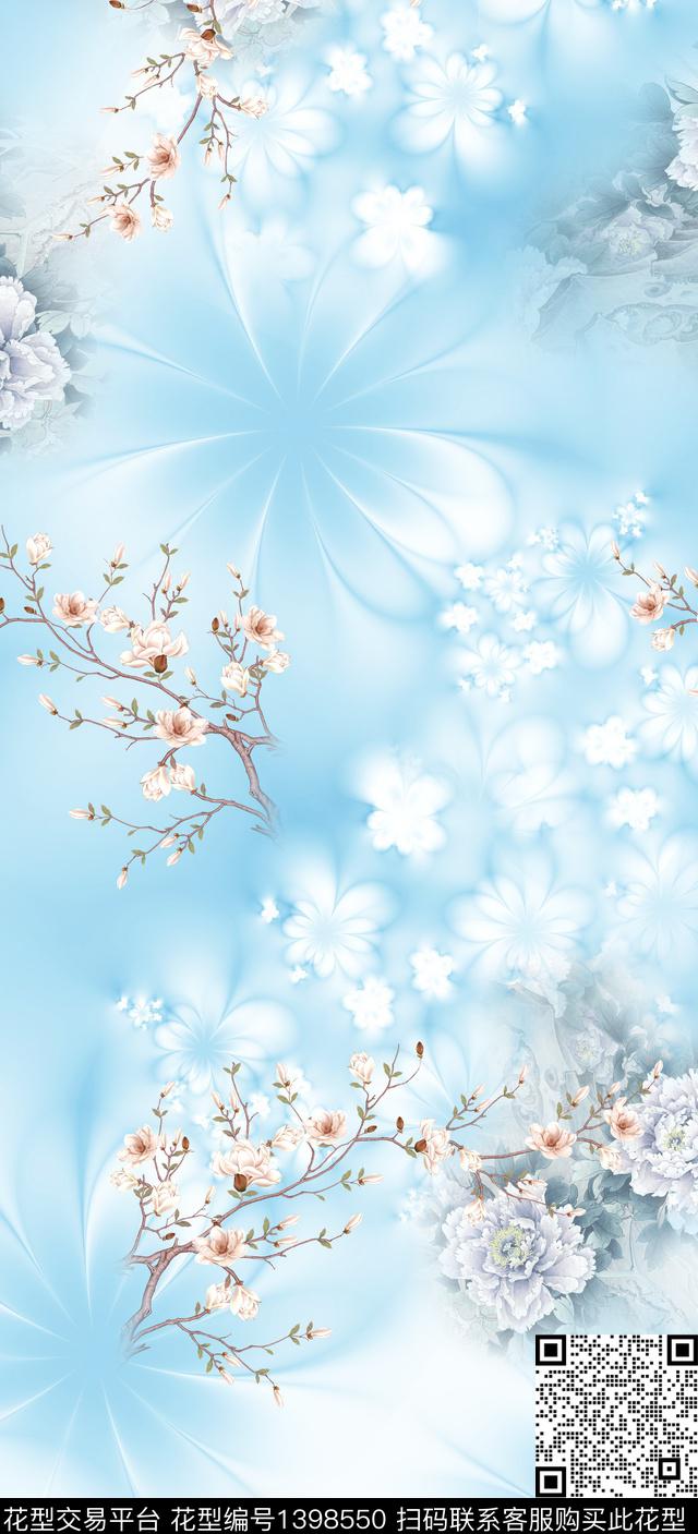 简约数码华亿平台花卉数码印花华亿平台下载（图片编号: 1398550） - 瓦栏（Walan）