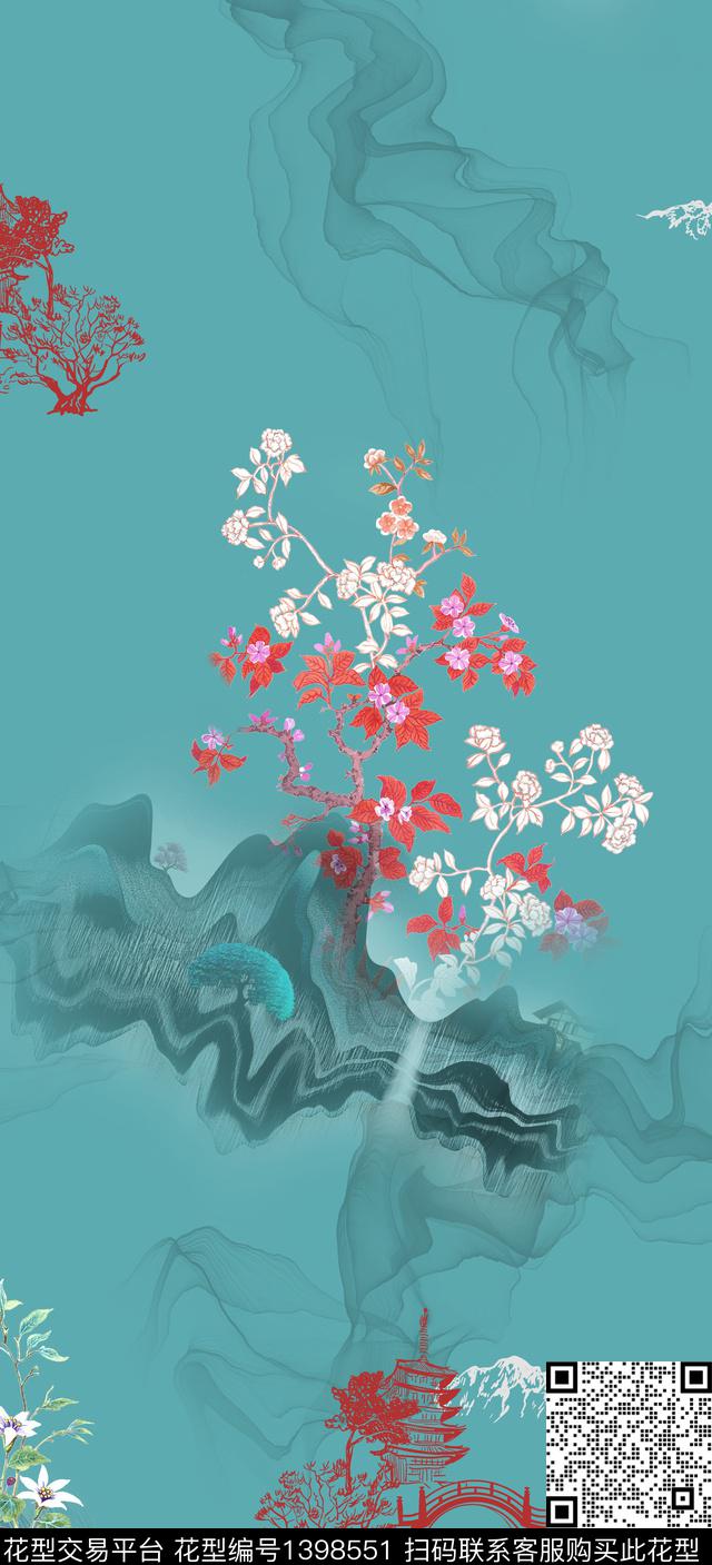 简约数码华亿平台花卉数码印花华亿平台下载（图片编号: 1398551） - 瓦栏（Walan）