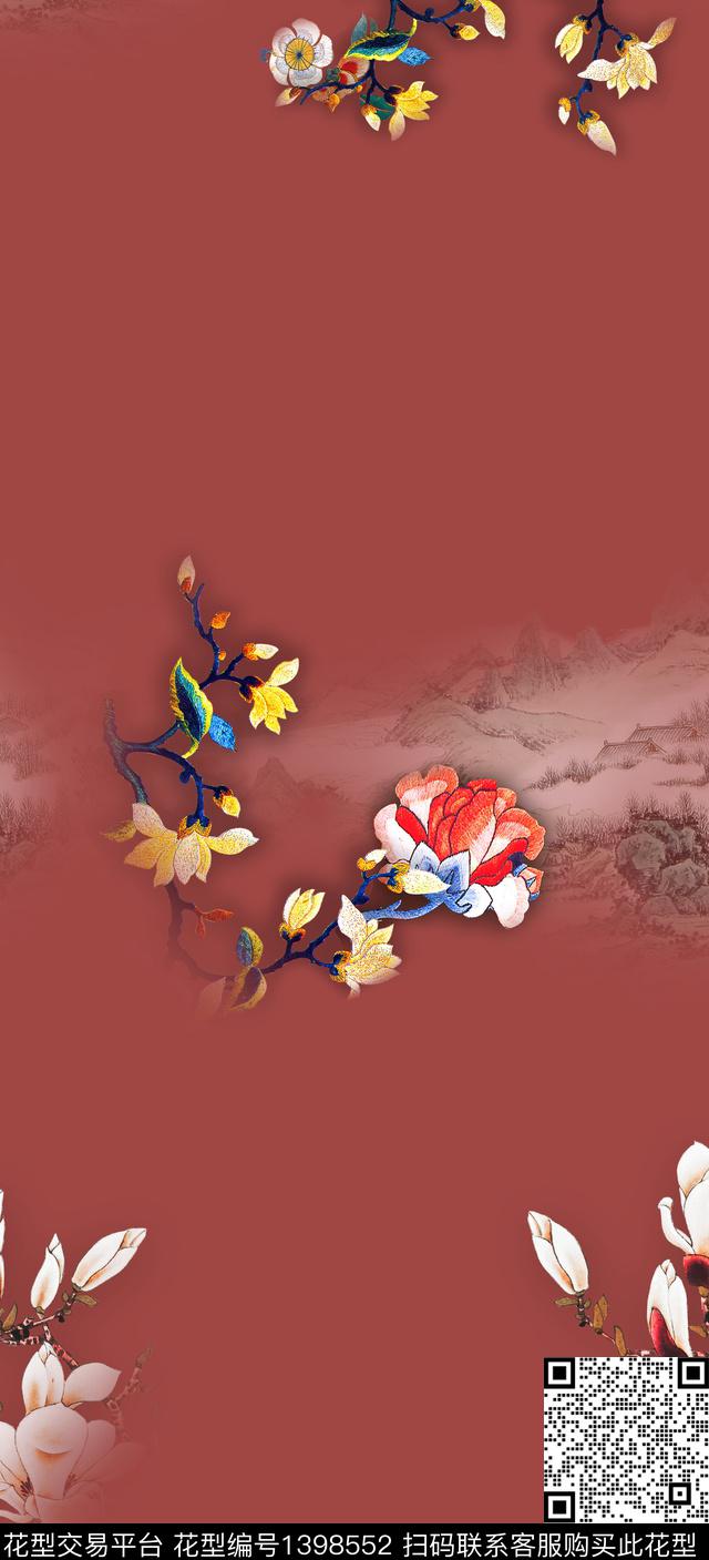 简约数码华亿平台花卉数码印花华亿平台下载（图片编号: 1398552） - 瓦栏（Walan）