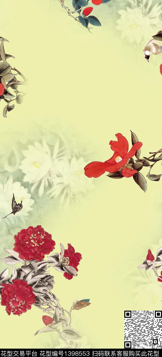 简约数码华亿平台花卉数码印花华亿平台下载（图片编号: 1398553） - 瓦栏（Walan）