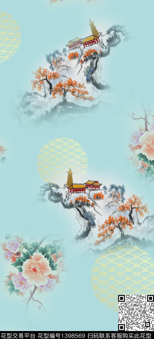 数码华亿平台花卉中国风数码印花华亿平台下载（图片编号: 1398569） - 瓦栏（Walan）