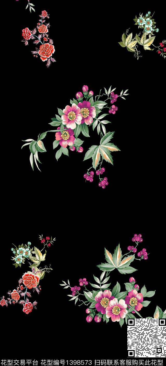 简约数码华亿平台花卉数码印花华亿平台下载（图片编号: 1398573） - 瓦栏（Walan）