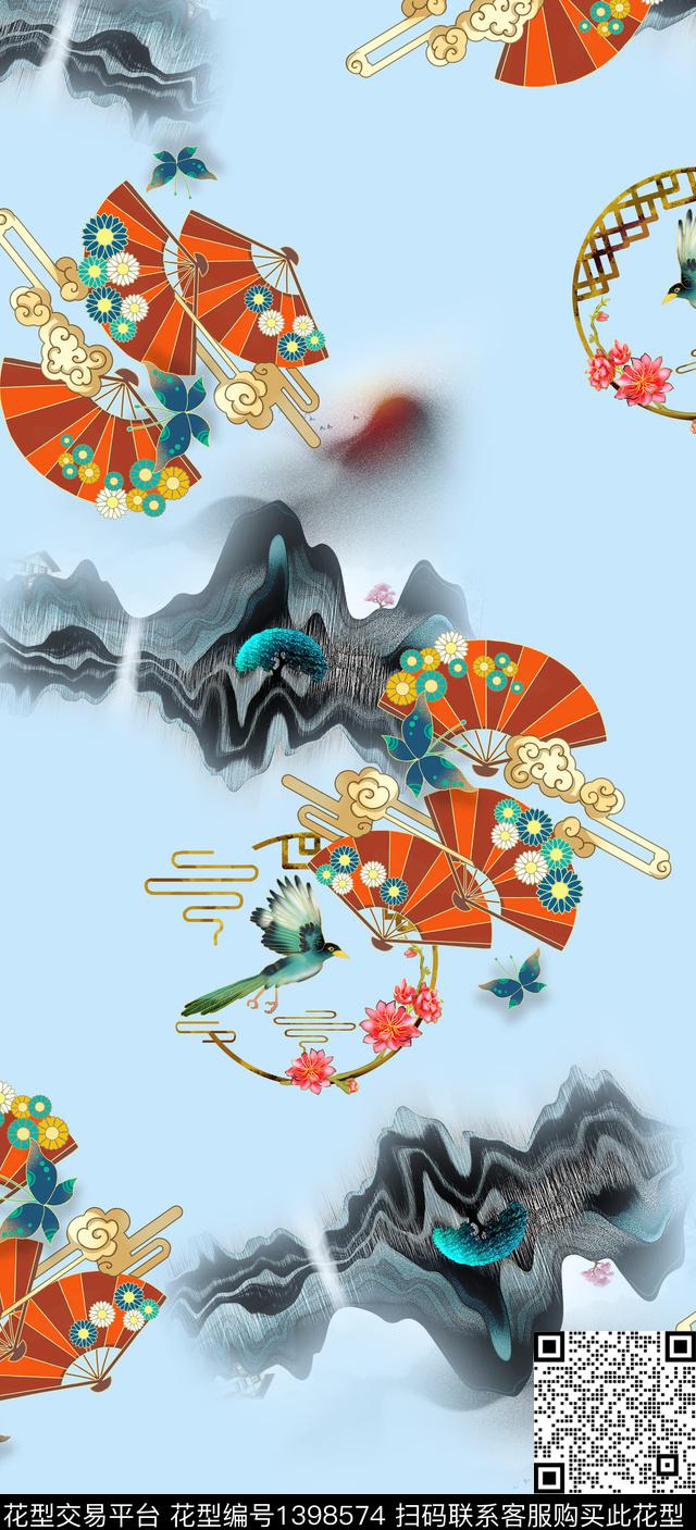 数码华亿平台中国风数码印花华亿平台下载（图片编号: 1398574） - 瓦栏（Walan）