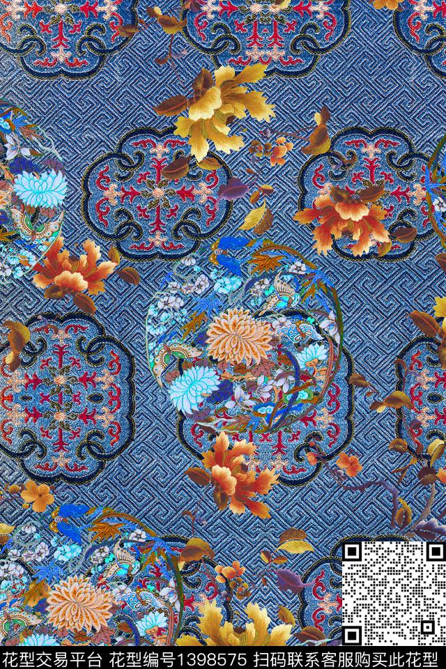 数码华亿平台中国风数码印花华亿平台下载（图片编号: 1398575） - 瓦栏（Walan）