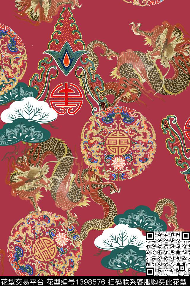 数码华亿平台中国风数码印花华亿平台下载（图片编号: 1398576） - 瓦栏（Walan）