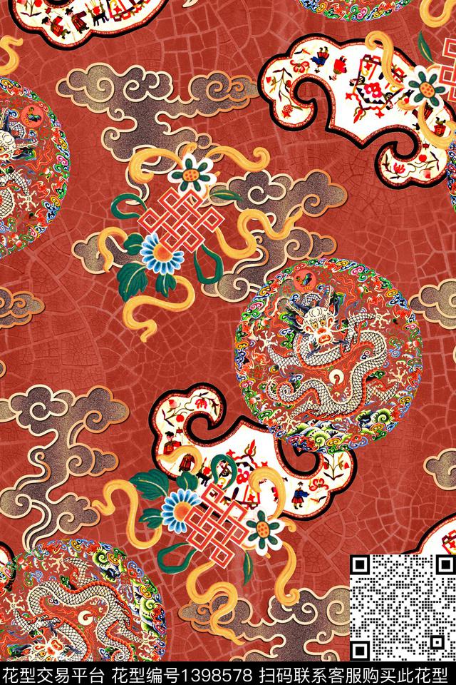 数码华亿平台中国风数码印花华亿平台下载（图片编号: 1398578） - 瓦栏（Walan）