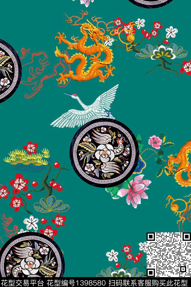 数码华亿平台中国风数码印花华亿平台下载（图片编号: 1398580） - 瓦栏（Walan）