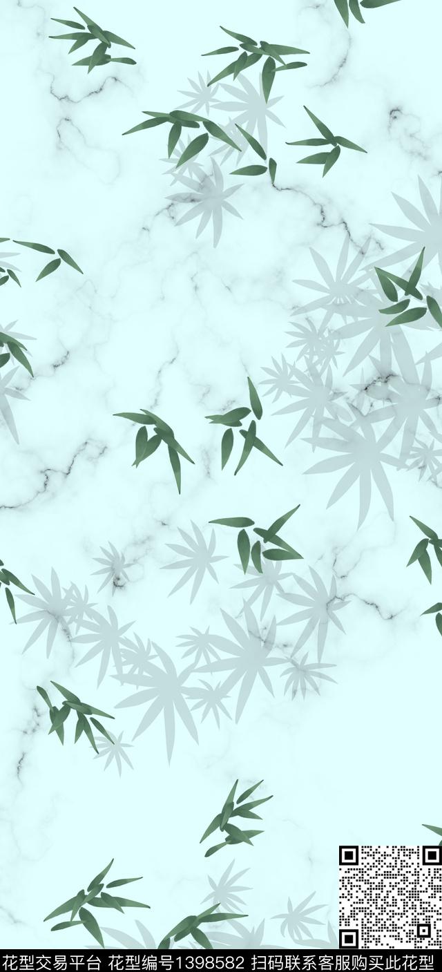 简约数码华亿平台绿植树叶数码印花华亿平台下载（图片编号: 1398582） - 瓦栏（Walan）