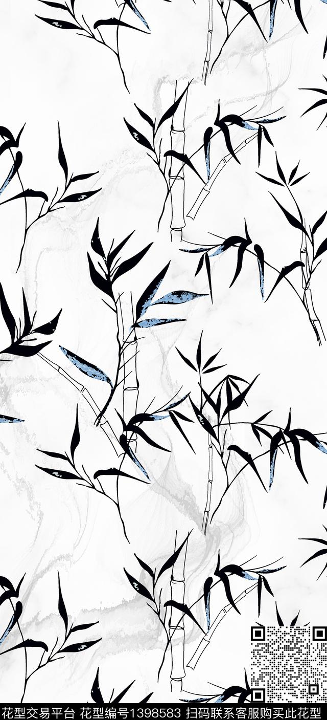 简约数码华亿平台绿植树叶数码印花华亿平台下载（图片编号: 1398583） - 瓦栏（Walan）