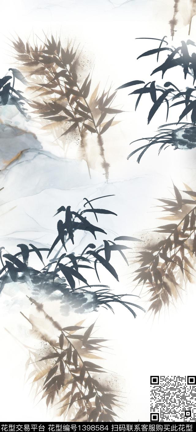 简约数码华亿平台绿植树叶数码印花华亿平台下载（图片编号: 1398584） - 瓦栏（Walan）