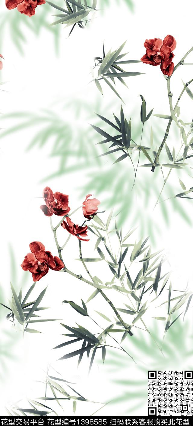 简约数码华亿平台绿植树叶数码印花华亿平台下载（图片编号: 1398585） - 瓦栏（Walan）