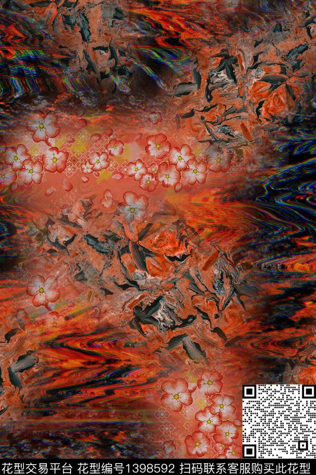 数码华亿平台大牌风抽象数码印花华亿平台下载（图片编号: 1398592） - 瓦栏（Walan）