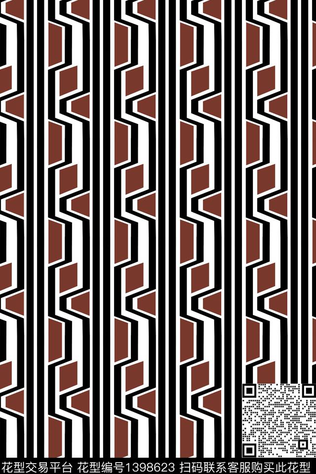 几何黑白条纹条纹传统印花华亿平台下载（图片编号: 1398623） - 瓦栏（Walan）