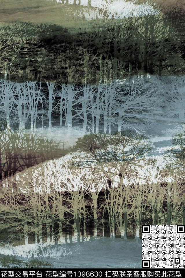 树林男装满版花男装数码印花华亿平台下载（图片编号: 1398630） - 瓦栏（Walan）