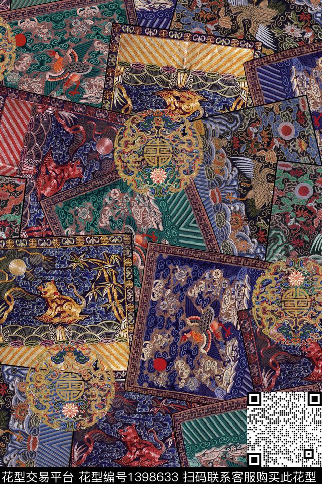 花卉香云纱真丝数码印花华亿平台下载（图片编号: 1398633） - 瓦栏（Walan）