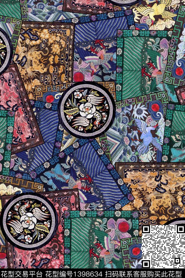 花卉香云纱真丝数码印花华亿平台下载（图片编号: 1398634） - 瓦栏（Walan）