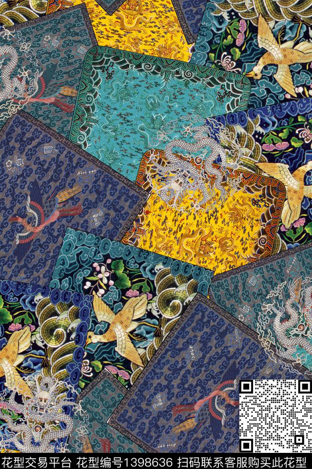 花卉香云纱真丝数码印花华亿平台下载（图片编号: 1398636） - 瓦栏（Walan）