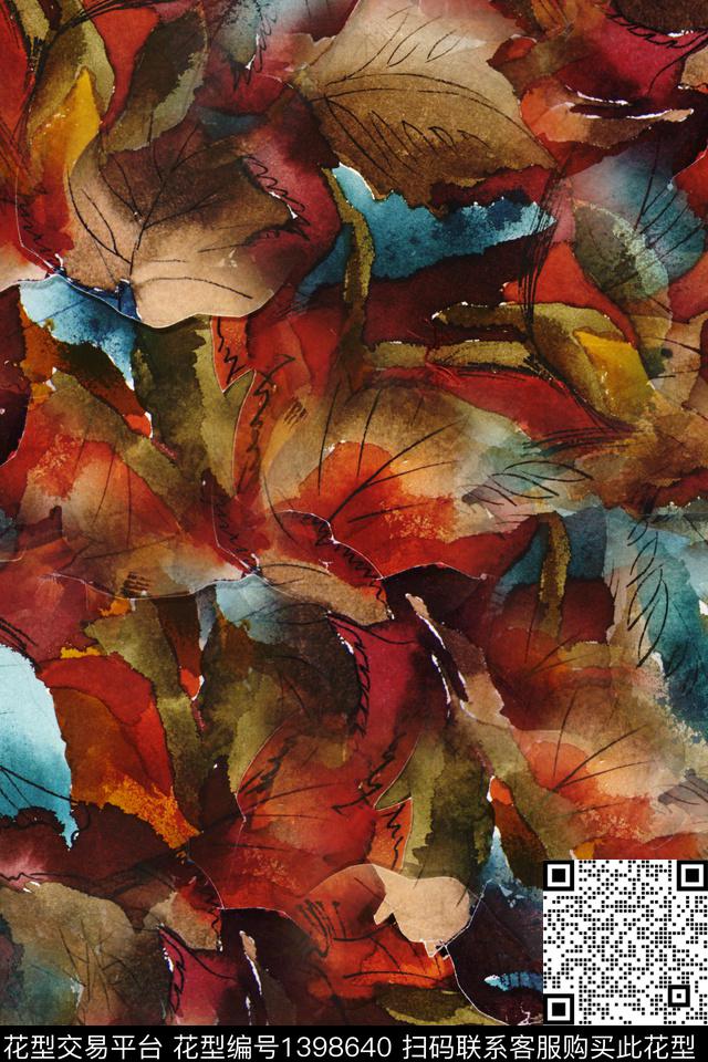 花卉真丝油画华亿平台数码印花华亿平台下载（图片编号: 1398640） - 瓦栏（Walan）