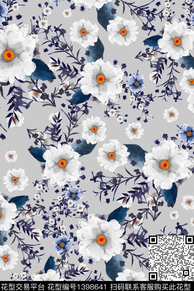 花卉真丝油画华亿平台数码印花华亿平台下载（图片编号: 1398641） - 瓦栏（Walan）