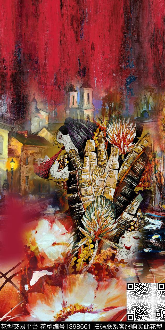 油画华亿平台花卉真丝数码印花华亿平台下载（图片编号: 1398661） - 瓦栏（Walan）