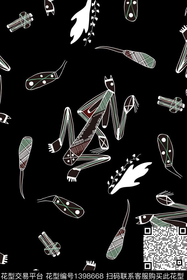 几何花卉真丝数码印花华亿平台下载（图片编号: 1398668） - 瓦栏（Walan）