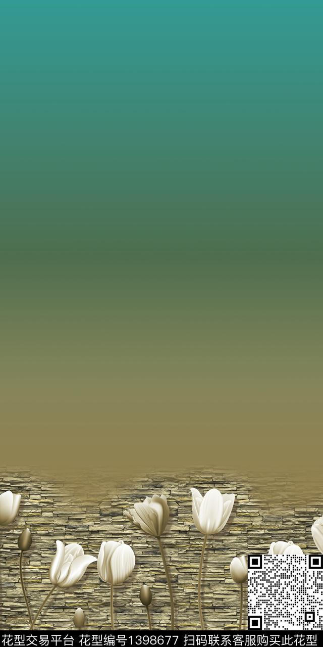 花卉真丝写实数码印花华亿平台下载（图片编号: 1398677） - 瓦栏（Walan）