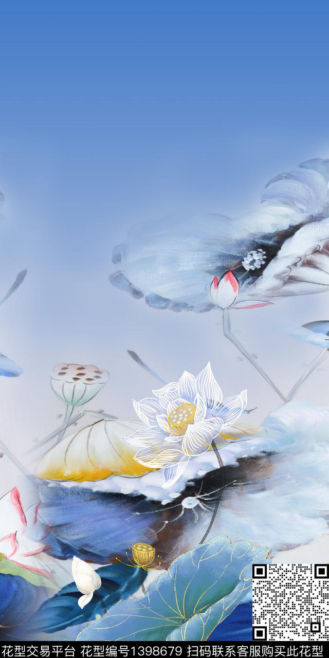 花卉真丝写实数码印花华亿平台下载（图片编号: 1398679） - 瓦栏（Walan）