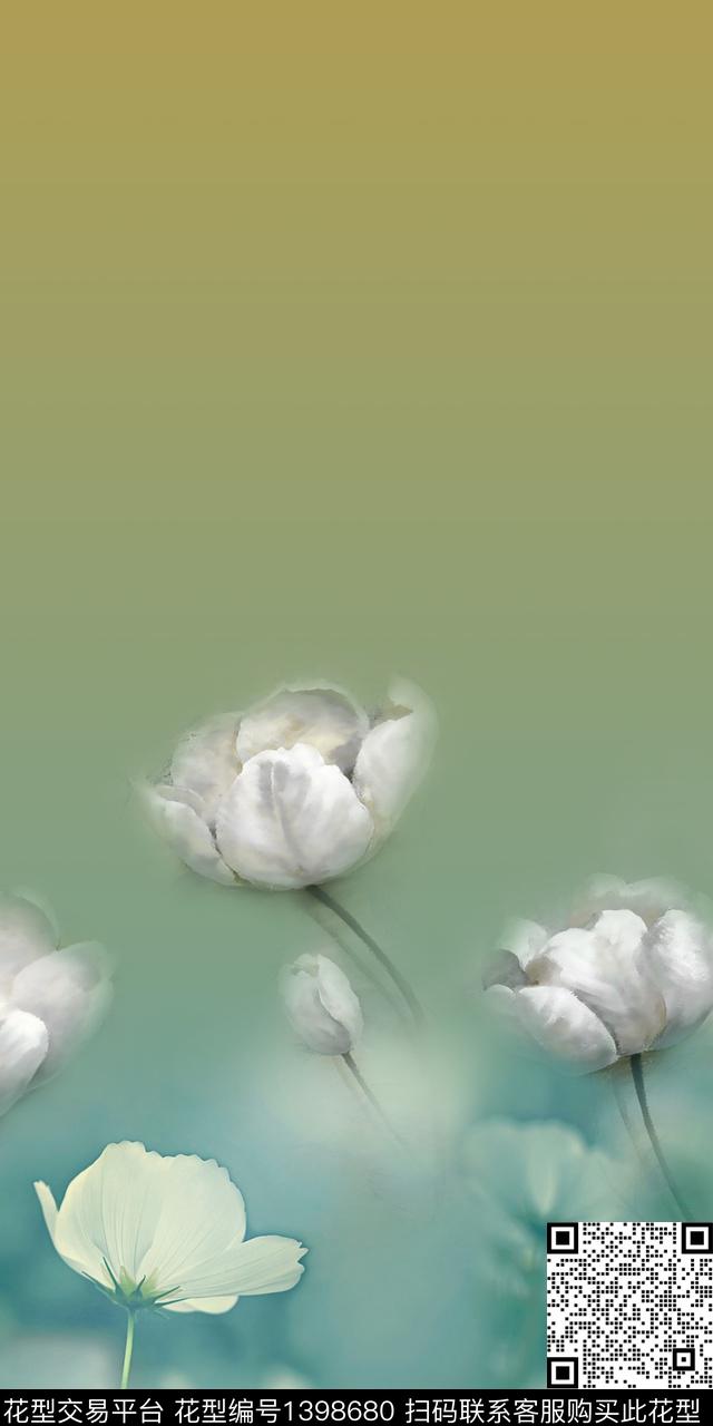 花卉真丝写实数码印花华亿平台下载（图片编号: 1398680） - 瓦栏（Walan）