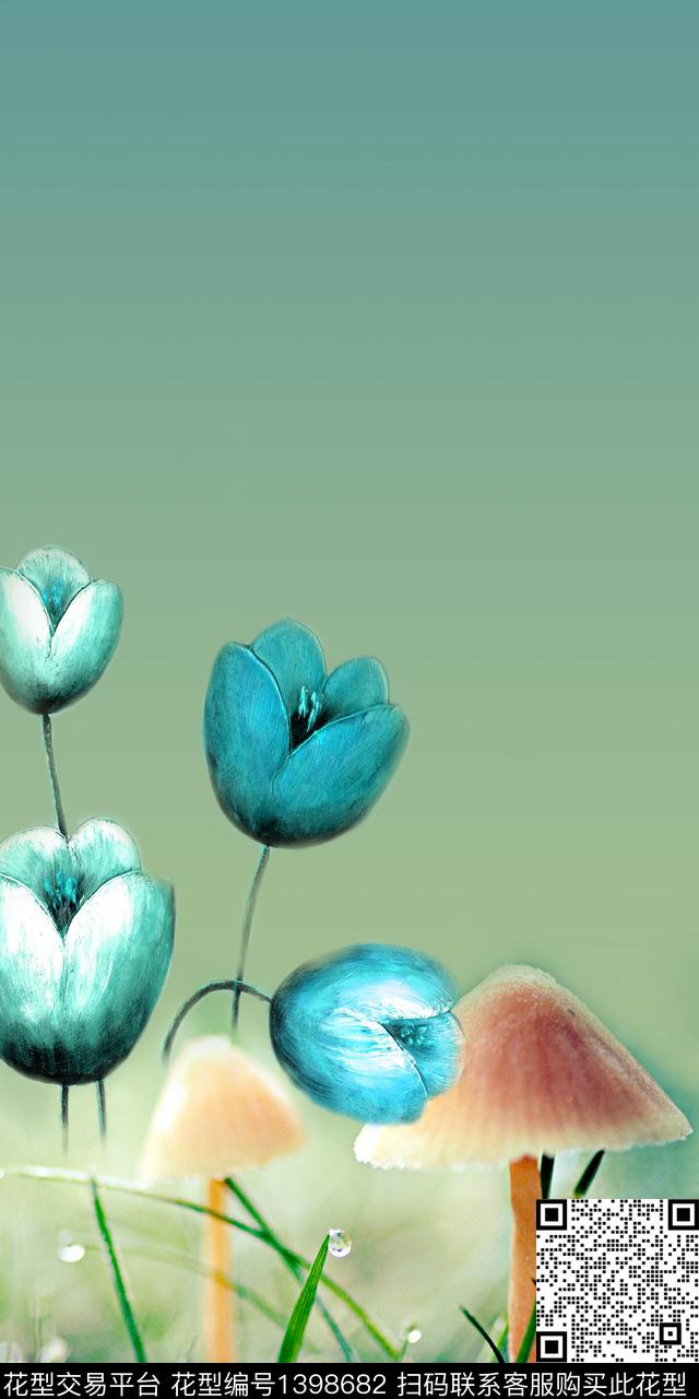 花卉真丝写实数码印花华亿平台下载（图片编号: 1398682） - 瓦栏（Walan）