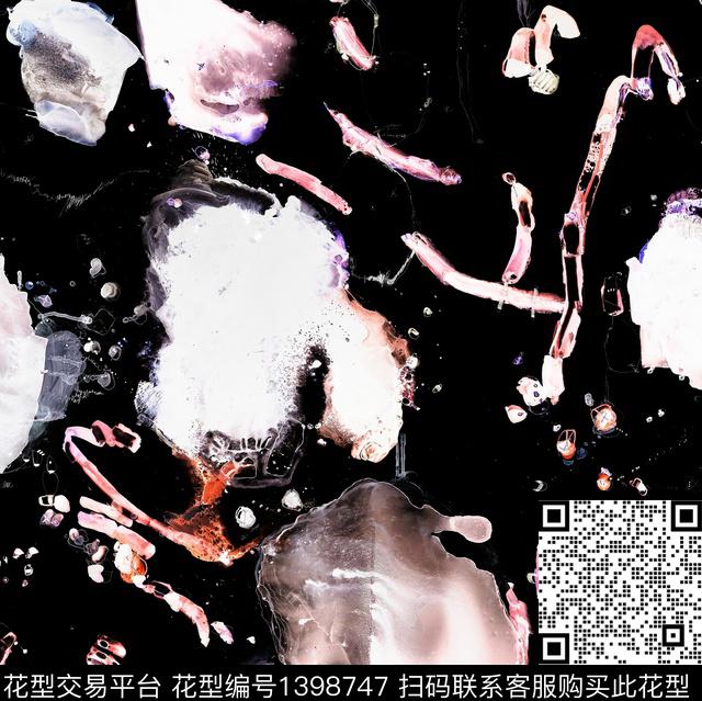 渐变字母抽象手绘数码印花华亿平台下载（图片编号: 1398747） - 瓦栏（Walan）