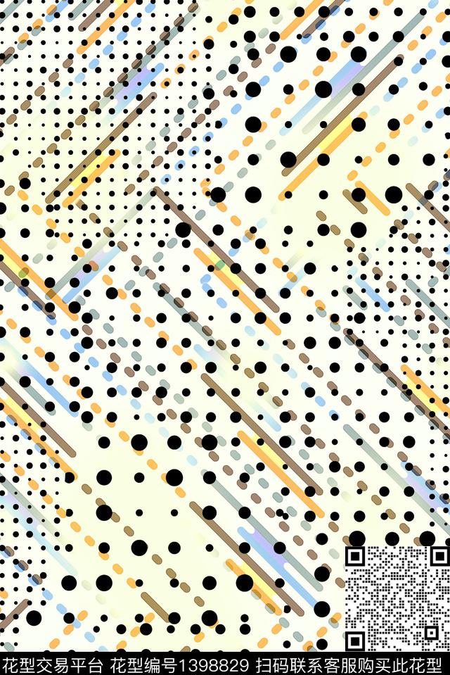 波点线条女装数码印花华亿平台下载（图片编号: 1398829） - 瓦栏（Walan）