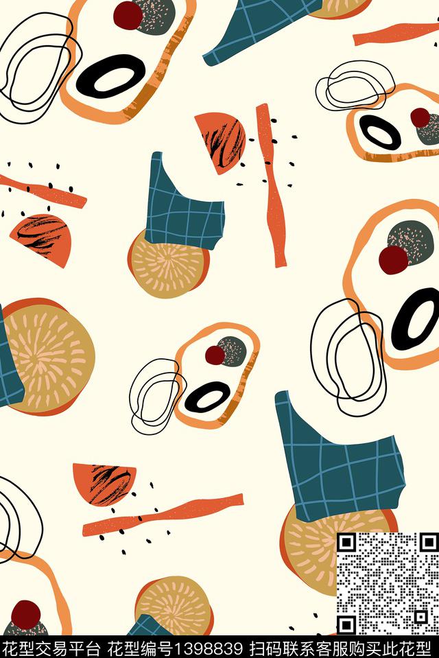 几何涂鸦女装数码印花华亿平台下载（图片编号: 1398839） - 瓦栏（Walan）