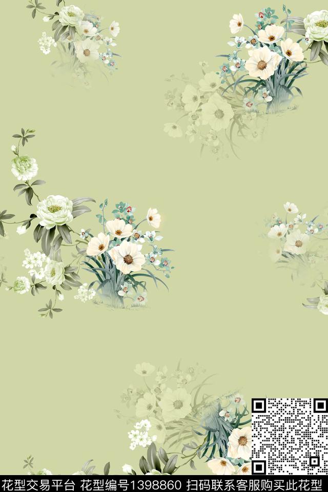 女装花卉中国风数码印花华亿平台下载（图片编号: 1398860） - 瓦栏（Walan）