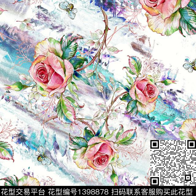 数码华亿平台花卉大牌风数码印花华亿平台下载（图片编号: 1398878） - 瓦栏（Walan）