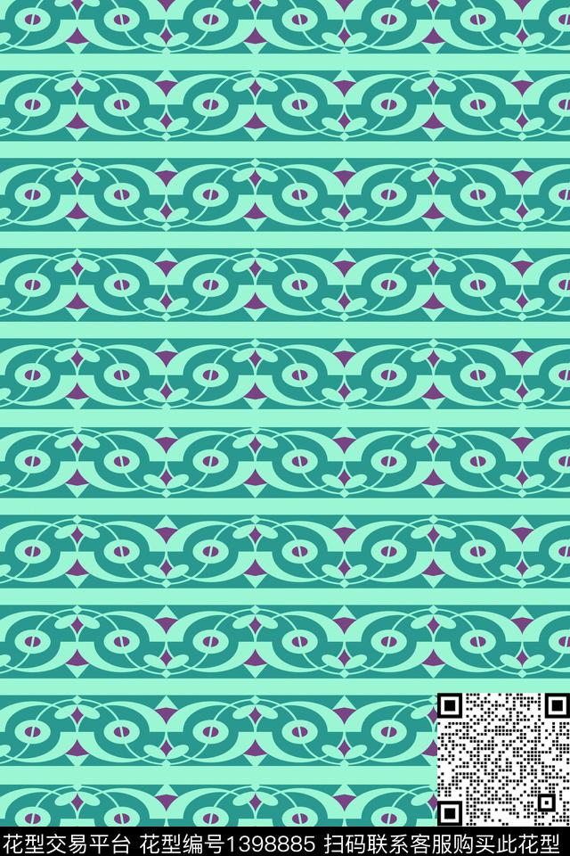 年轻女性趣味绿色传统印花华亿平台下载（图片编号: 1398885） - 瓦栏（Walan）