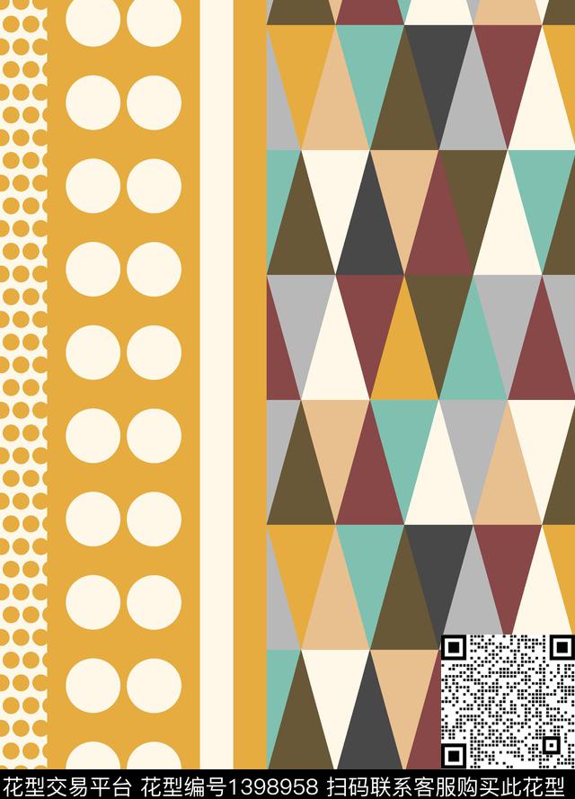 几何简约混合拼接数码印花华亿平台下载（图片编号: 1398958） - 瓦栏（Walan）