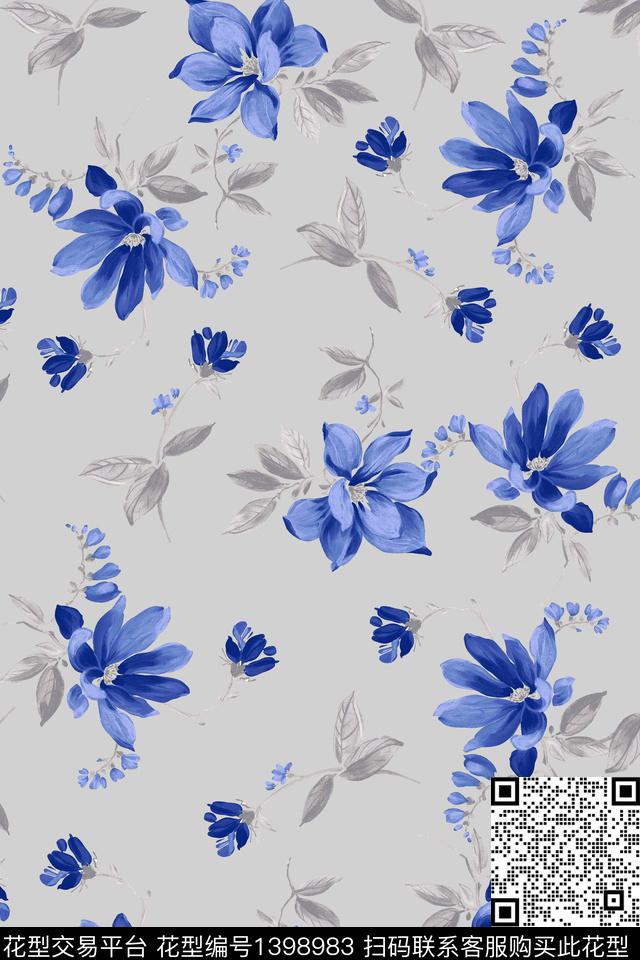 清爽底花卉花卉大牌风数码印花华亿平台下载（图片编号: 1398983） - 瓦栏（Walan）