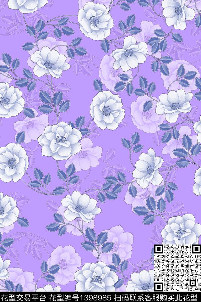 清爽底花卉花卉大牌风数码印花华亿平台下载（图片编号: 1398985） - 瓦栏（Walan）