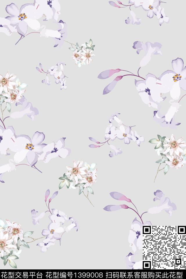 花卉大牌风小清新数码印花华亿平台下载（图片编号: 1399008） - 瓦栏（Walan）