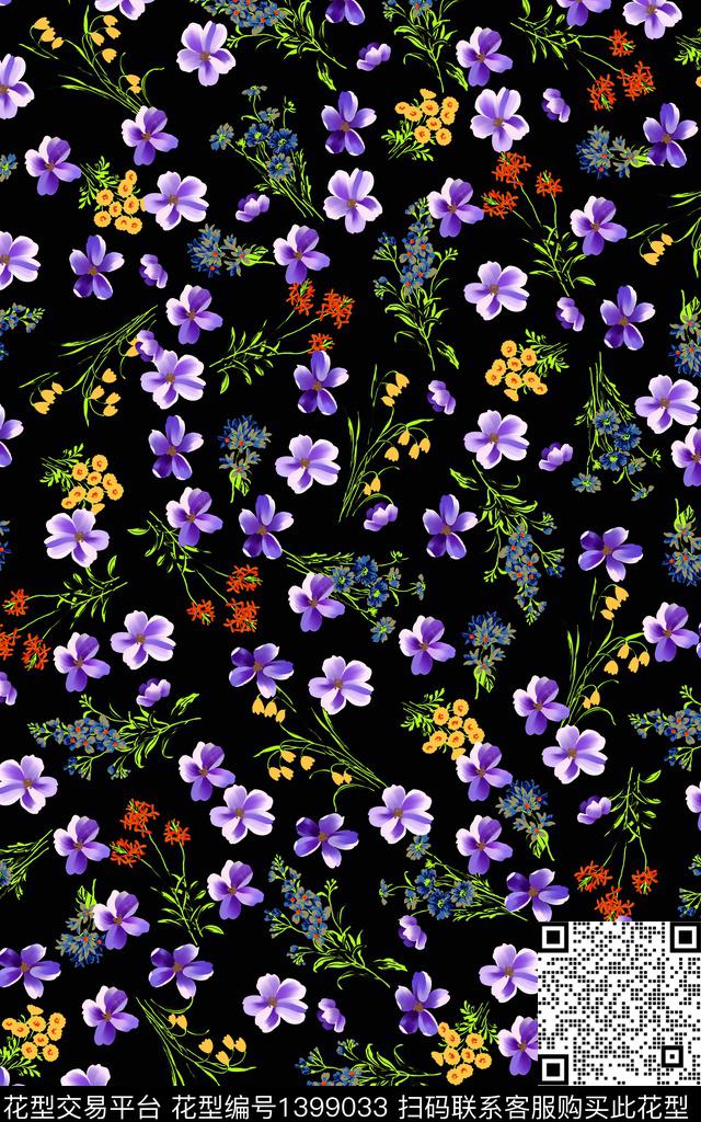 数码华亿平台花卉满版散花数码印花华亿平台下载（图片编号: 1399033） - 瓦栏（Walan）