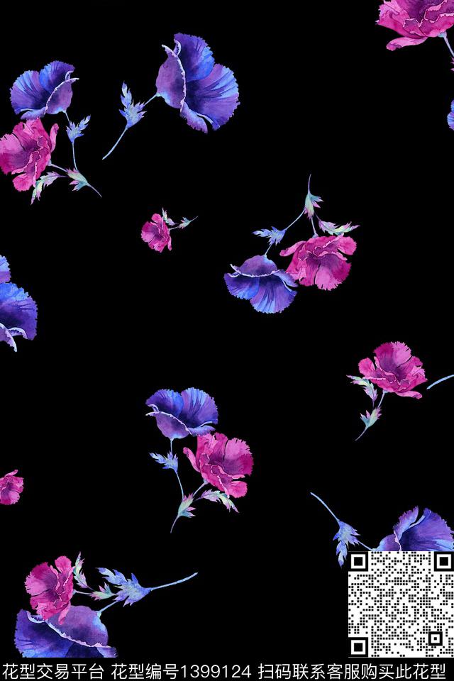 简约数码华亿平台花卉数码印花华亿平台下载（图片编号: 1399124） - 瓦栏（Walan）