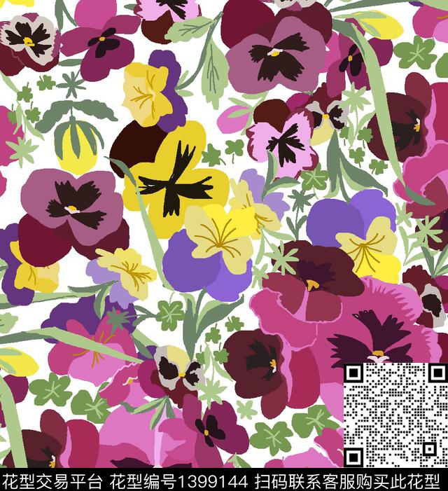 花卉大牌风清爽数码印花华亿平台下载（图片编号: 1399144） - 瓦栏（Walan）
