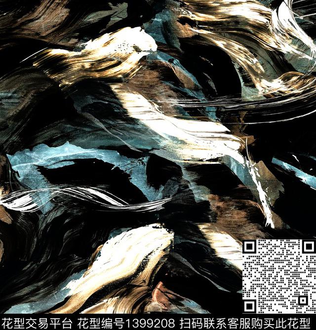 手绘笔触2021秋冬数码印花华亿平台下载（图片编号: 1399208） - 瓦栏（Walan）