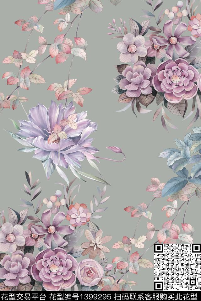 简约花卉香云纱数码印花华亿平台下载（图片编号: 1399295） - 瓦栏（Walan）