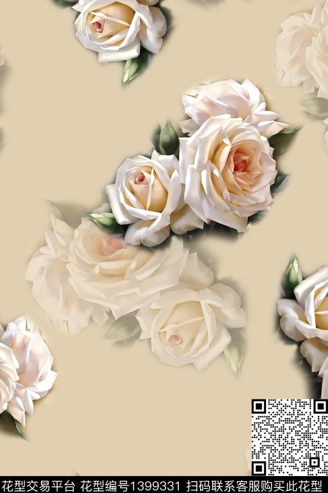 清爽底花卉花卉大牌风数码印花华亿平台下载（图片编号: 1399331） - 瓦栏（Walan）