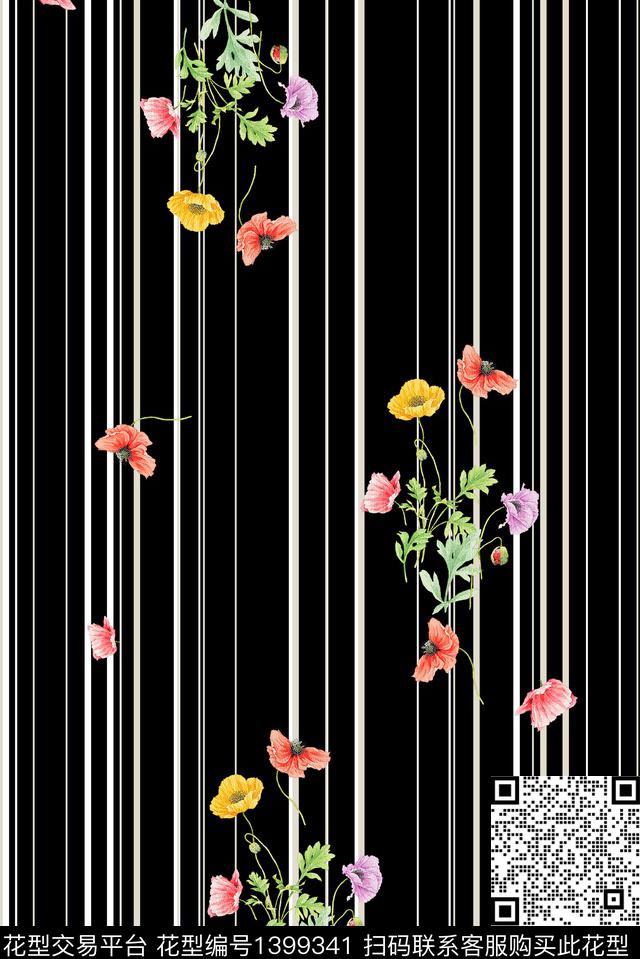 几何花卉大牌风数码印花华亿平台下载（图片编号: 1399341） - 瓦栏（Walan）