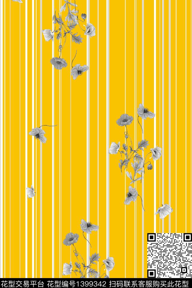 几何花卉大牌风数码印花华亿平台下载（图片编号: 1399342） - 瓦栏（Walan）