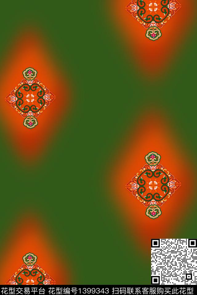 几何花卉大牌风数码印花华亿平台下载（图片编号: 1399343） - 瓦栏（Walan）